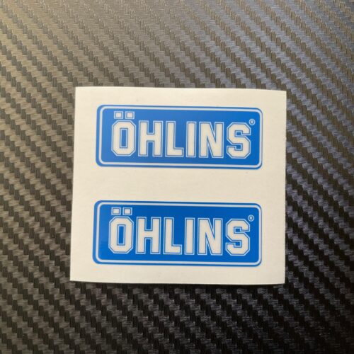 Ohlins Fork Shock Vinyl Sticker Decals Blue Background
