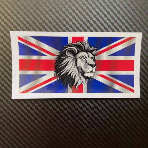 Union Jack Flag Sticker GB Lion Black & White