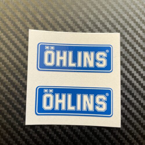 Ohlins Stickers White Text Blue Background Image